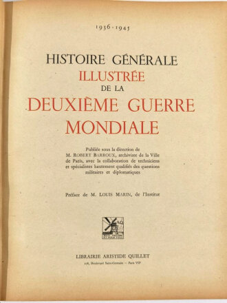 "Histoire generale Illustree de la Deuxieme Guerre Mondiale" 1936-1945. Band I und II, Buchrücken defekt