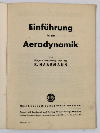 "Einführung in die Aerodynamik" 24 Seiten, guter Zustand