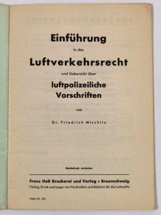 "Einführung in das Luftverkehrsrecht" 22...