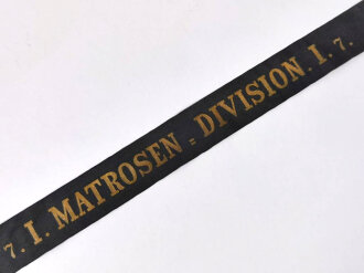 Kaiserliche Marine, Mützenband " I. Matrosen DivisionI. ", Länge 41cm