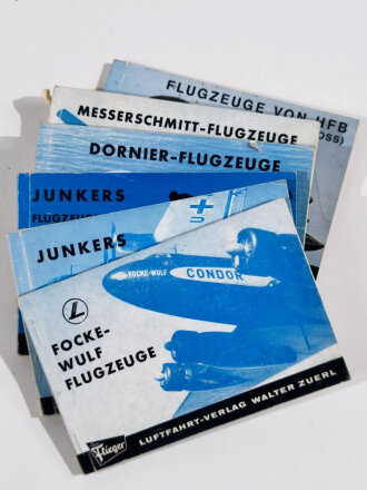 Konvolut Literatur 6 Büchlein Flugzeuge und Flugmotoren- Junkers, Dornier, Messerschmitt, HFB Blohm&Voss, Focke-Wulf, Luftfahrt Verlag Walter Zuerl, Zustand insg. gut