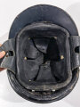 Frankreich, Stahlhelm für Panzertruppen Modell 1935. Blauer Originallack, getragenes Stück in gutem Zustand