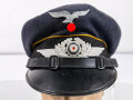 Luftwaffe, Schirmmütze für Mannschaften fliegendes Personal oder Fallschirmtruppe.  Schweißband defekt und unschlau geklebt, Kopfgrösse 56