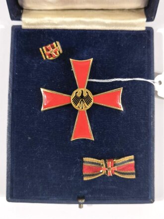 Bundesrepublik Deutschland, Bundesverdienstkreuz 1. Klasse in  Herrenausführung mit Bandspange und Anstecker im Etui