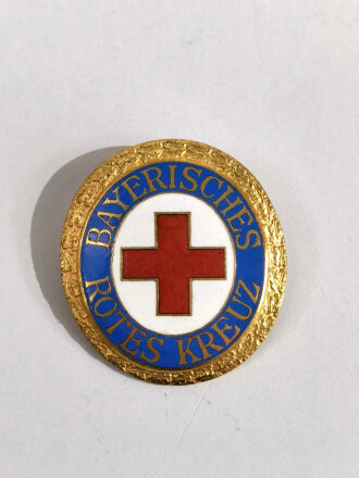 Brosche  Bayerisches Rotes Kreuz emailliert, in Gold