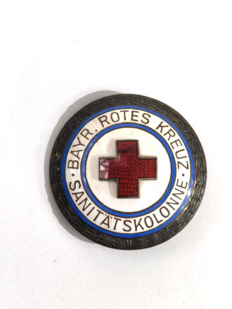 Bayerisches Rotes Kreuz , Brosche Sanitätskolonne in Silber für Führerin, Durchmesser 45 mm