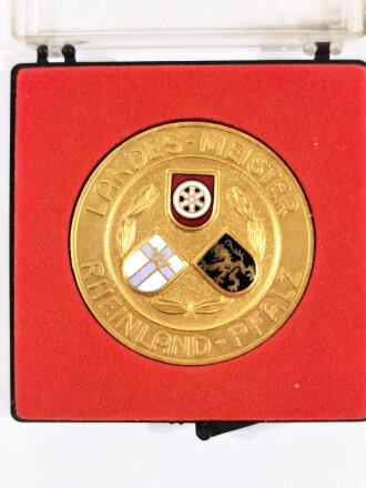 Medaille " Landes- Meister Rheinland Pfalz, Landes Sport Bund 1989 in Gold " Durchmesser 50 mm