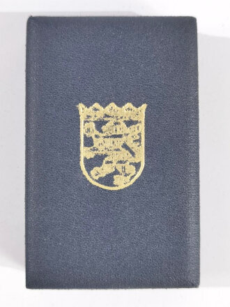 Rettungsmedaille Hessen, 1. Fassung von 1953 bis 1988, 25 mm im Etui, dieses schließt nicht mehr