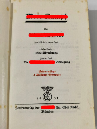 Adolf Hitler " Mein Kampf" blaue Ganzleinenausgabe von 1937