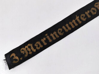 Kriegsmarine Mützenband " 3. Marineunteroffizierlehrabteilung 3.l" Länge 47cm