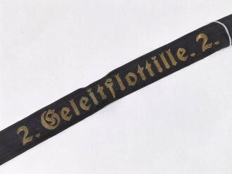 Kriegsmarine Mützenband "2. Geleitflottille.2." Länge 49cm