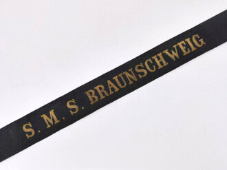Kaiserliche Marine, Mützenband " S.M.S. Braunschweig" Länge 47cm