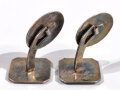 N.S. Sympathie Abzeichen ,Paar Manschettenknöpfe, jeweils silbernes Hakenkreuz in blauer Emaille,14mm,  ungetragen, wohl Restbestand eines Juwelier