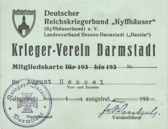 Deutscher Reichskriegerbund Kyffhäuser, Ausweis zum...