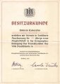VDK Deutschland, Besitzurkunde  für das Goldene Treueabzeichen der Kriegsopfer- Bewegung