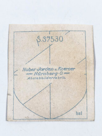 Wehrmacht Heer, Abziehbild Nationale für Stahlhelme der Firma "Huber Jordan u.Koerner Nürnberg"