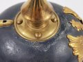 Preußen, Pickelhaube für Mannschaften im Reserve Infanterie Regiment 233.  Zusammengehöriger Helm, in allen teilen Original, der Kinnriemen angerissen