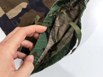 U.S. 1988 dated woodland camo Combat trousers, size small xlong. Used, Bundweite: 76 cm