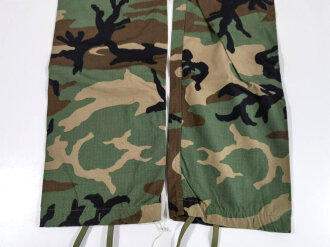 U.S. 1988 dated woodland camo Combat trousers, size small xlong. Unused