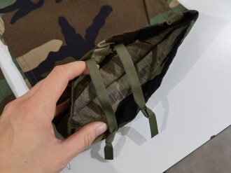 U.S. 1988 dated woodland camo Combat trousers, size small xlong. Unused