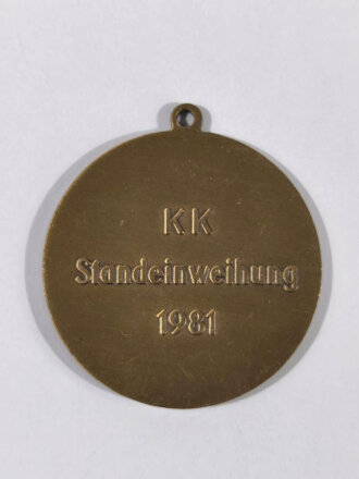 Schützenverein, tragbare Medaille, Kleinkaliber Standeinweihung 1981 " Berghausen/ Pfalz e.V. 1932 " Durchmesser 35 mm