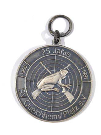Tragbare Medaille Schützenverein datiert 1981" SV Queichheim/ Pfalz e.V. 25 Jahre " Durchmesser 39 mm