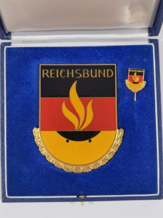 Plakette" Reichsbund " mit Miniatur im Etui, Grösse des Etui 13,5 x 13,5cm