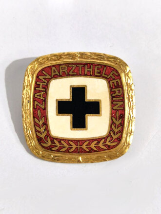 Emailliertes Steckabzeichen " Zahnarzthelferin " in Gold