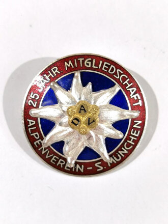 Deutschland nach 1945, Ansteck- Abzeichen " 25 jährige Mitgliedschaft Alpenverein München " Durchmesser 41 mm