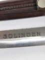 1.Weltkrieg Grabendolch mit zugehöriger Scheide, Eigentumstück, die Klinge markiert " Solingen"