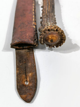 1.Weltkrieg Grabendolch mit zugehöriger Scheide, Eigentumstück, die Klinge aus einer Bajonettklinge gefertigt