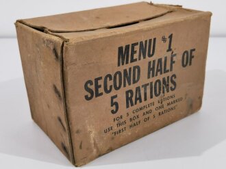 U.S. WWII, Carton, Ration, Menu N° 1, second Half of 5 rations