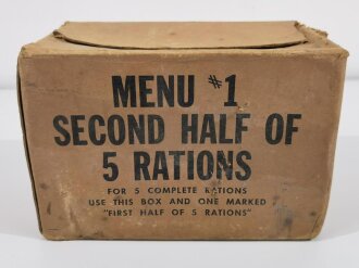 U.S. WWII, Carton, Ration, Menu N° 1, second Half of 5 rations