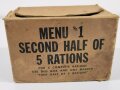 U.S. WWII, Carton, Ration, Menu N° 1, second Half of 5 rations