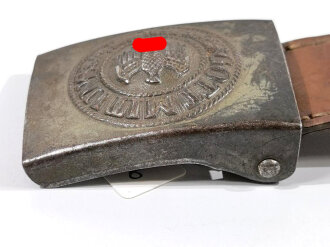 Koppelschloss für Mannschaften des Heeres aus Eisen, getragenes Stück , Hersteller Hermann Knoller Pforzheim 1940