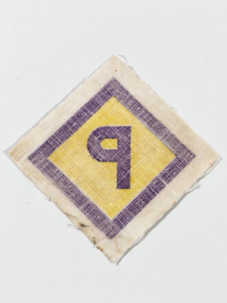 Abzeichen für ausländische Arbeiter, hier "P" für Polen, so ab 1940 eingeführt
