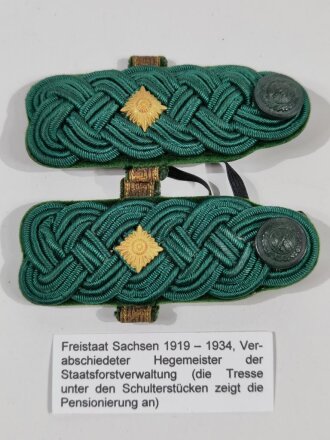 Forstdienst Freistaat Sachsen, Paar Schulterstücke für einen verabschiedeten Hegemeister( laut Beschriftung des Vorbesitzer)