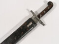 Pionierfaschinenmesser Österreich mit Scheide, Modell 1853, diverse Markierungen, ungereinigt, eine Holzgriffschale gerissen