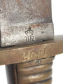 Sachsen, Faschinenmesser Modell 1845 ohne Scheide, Parierstange mit Jahreszahl 1892,19 Griffrippen