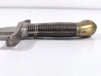 Sachsen, Artillerie-Faschinenmesser Modell 1879, ohne Scheide,Truppenstempel auf Parierstange,Klingenrückenmarkierung A für König Albert