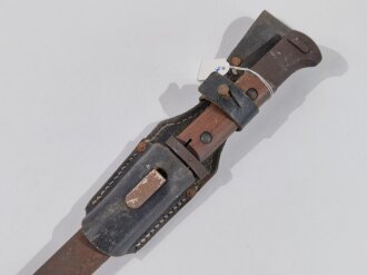 Seitengewehr VZ 24  Wehrmacht mit Koppelschuh,Klinge brüniert, Scheide und Griffstück stark korrodiert, Laufring entfernt