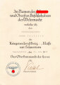 Generalfeldmarschall Keitel, eigenhändige Unterschrift auf Verleihungsurkunde zum Kriegsverdienstkreuz 1.Klasse mit Schwertern, ausgestellt im Januar 1942
