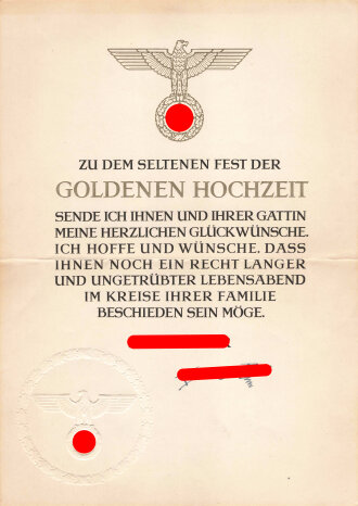 Glückwunsch Urkunde zur " Goldenen Hochzeit...