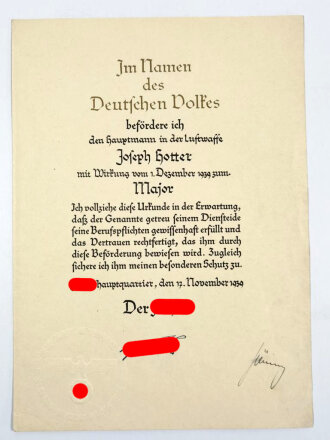 Hermann Göring, eigenhändige Unterschrift auf...