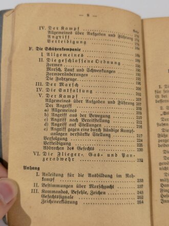 H.Dv. 130/2a Ausbildungsvorschrift für die Infanterie Heft 2a - Die Schützenkompanie, datiert 1942, einige Seiten lose, 255 Seiten, DIN A6