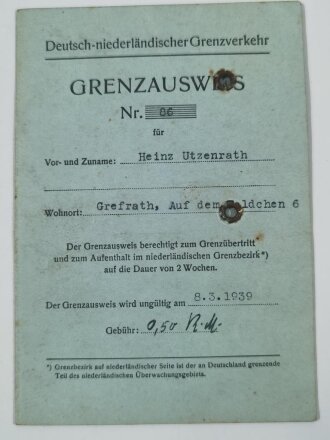 Deutsch-niederländischer Grenzverkehr, Grenzausweis...