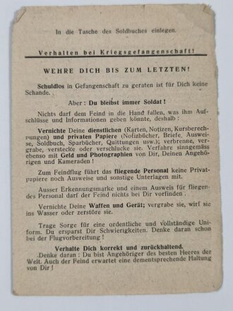 "Verhalten bei Kriegsgefangenschaft", DIN A6, 4...