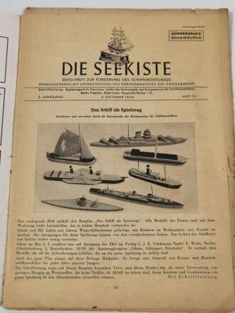 "Die Seekiste"- Zeitschrift zur Förderung des Schiffsmodellbaus Heft 10, 3. Jahrgang, 5. Oktober 1943