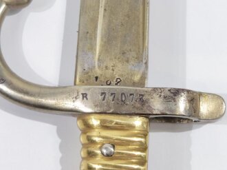 Frankreich ,Seitengewehr Chassepot, Nummerngleich, Klingenrücken graviert "Modell Imperial de Tulle1868"