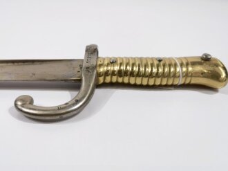 Frankreich ,Seitengewehr Chassepot, Nummerngleich, Klingenrücken graviert "Modell Imperial de Tulle1868"